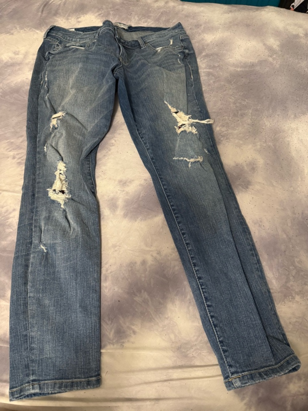 torrid Distressed Blue Straight-Leg Jeans